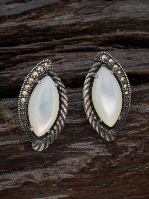 

Kushal's Fashion Jewellery White Contemporary Studs Earrings