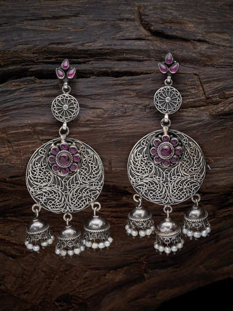 

Kushal's Fashion Jewellery Red Contemporary Jhumkas Earrings
