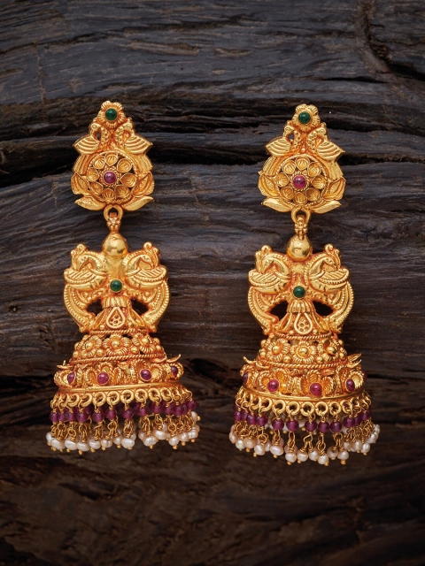 

Kushals Fashion Jewellery 92.5 Silver Red Contemporary Jhumkas Earrings