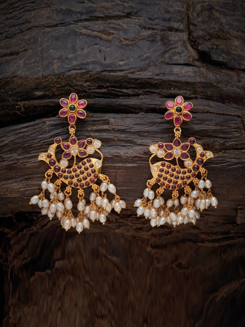 

Kushal's Fashion Jewellery Red Contemporary Jhumkas Earrings
