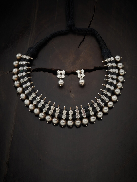 

Kushal's Fashion Jewellery Black & Silver-Plated Oxidised Jewellery Set