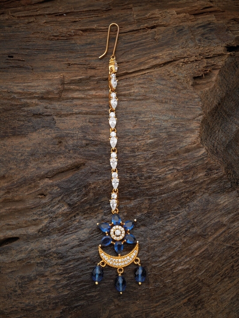 

Kushal's Fashion Jewellery Blue Enameled Ethnic Maang Tikka