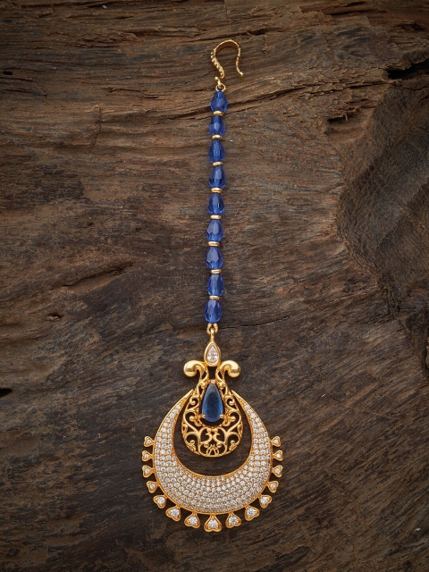 

Kushal's Fashion Jewellery Women Blue CZ Stones-Studded Maang Tikka