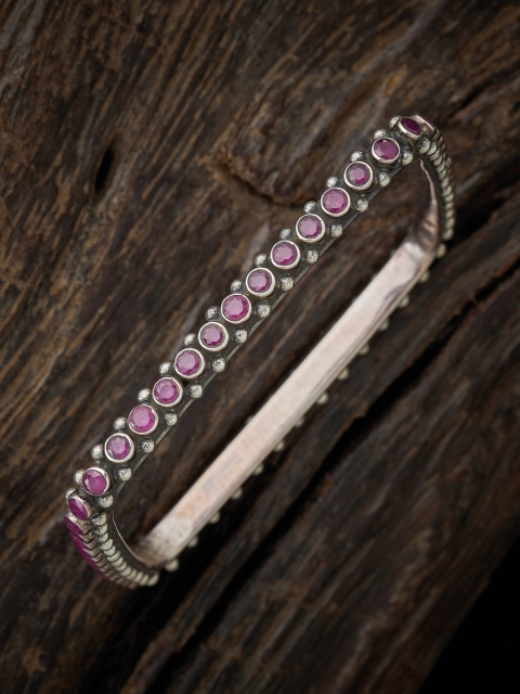 

Kushal's Fashion Jewellery Silver-Plated Stone Studded Red Bangle