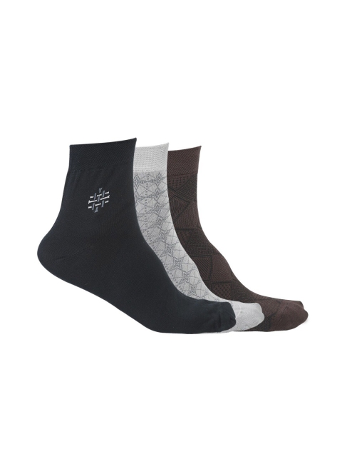 

VIMAL JONNEY Pack Of 3 Patterned Above Ankle-Length Socks, Grey