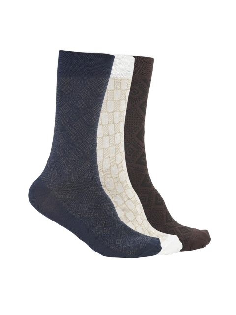 

VIMAL JONNEY Pack of 3 Patterned Knee Length Socks, Navy blue