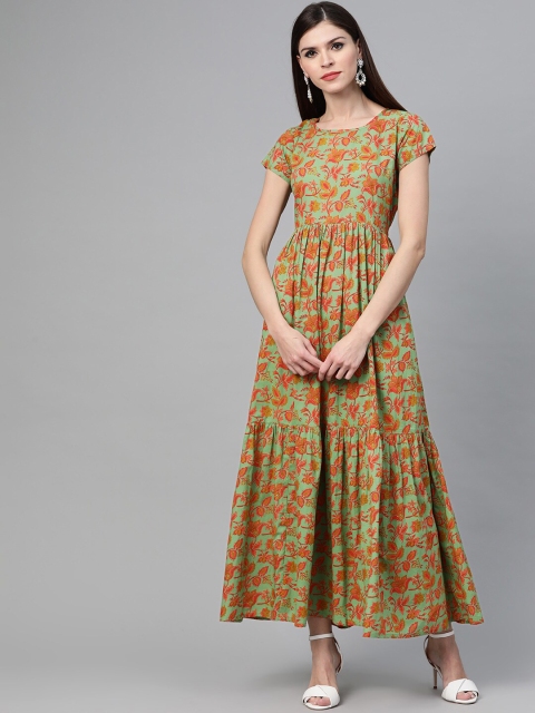 

See Designs Green Floral Ethnic Maxi Dress