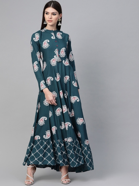 

See Designs Blue Floral Ethnic Maxi Dress