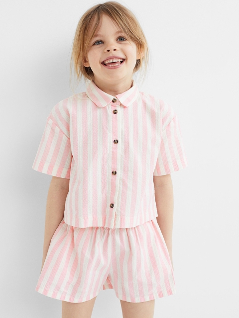 

H&M Girls Pink & White Striped Pure Cotton Co-Ords