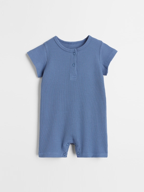 

H&M Boys Blue Solid Short-Sleeved Pure Cotton Bodysuit