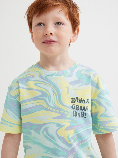 

H&M Boys Turquoise Blue Cotton Printed T-shirt