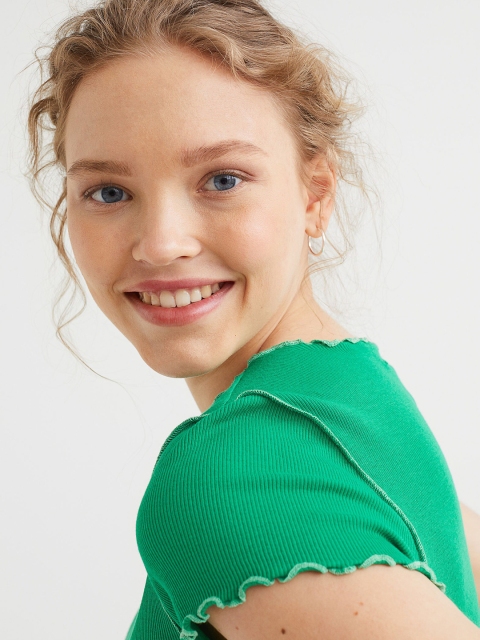 

H&M Women Green MAMA Ribbed Top