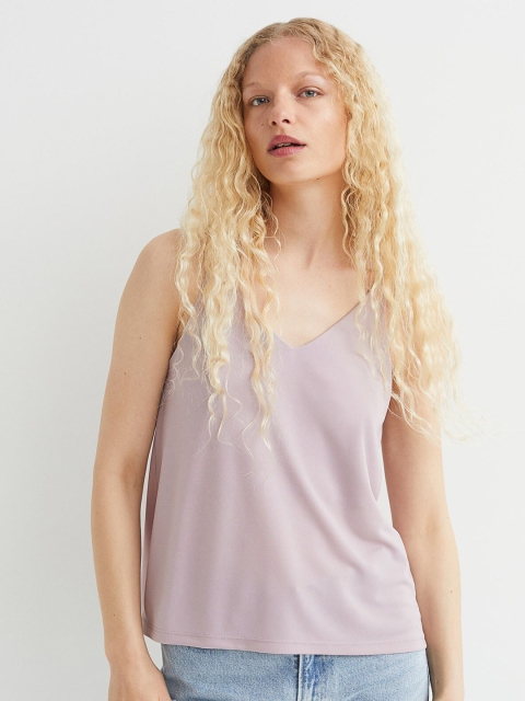 

H&M Women Purple V-Neck Strappy Top