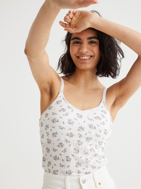 

H&M Women Beige & White MAMA 2-Pack Nursing Vest Tops