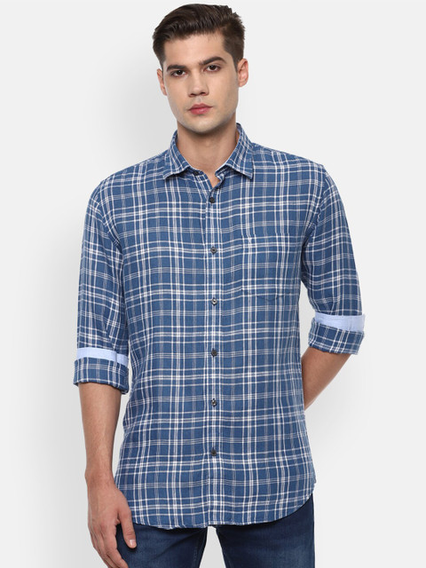 

Van Heusen Sport Men Blue Slim Fit Checked Casual Shirt