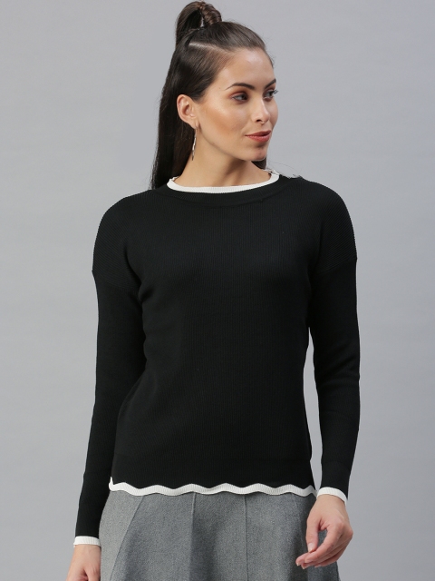 

SHOWOFF Women Black & White Monochrome Fitted Top
