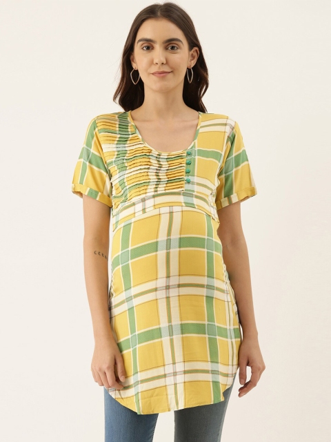 

GOLDSTROMS Yellow & Green Modal Checked Maternity Tunic