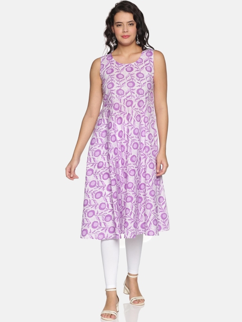 

DIVINATION Women Purple Floral Embroidered Chikankari Kurta
