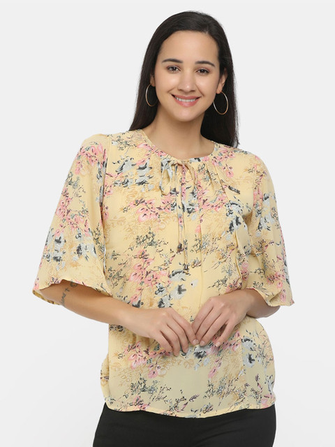 

V-Mart Yellow Floral Print Top