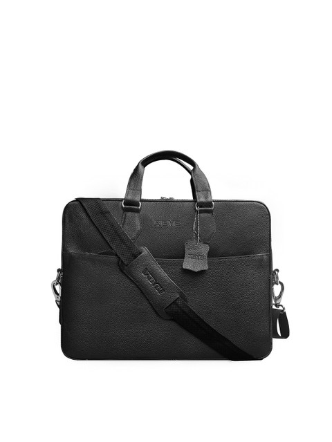 

ABYS Unisex Black Solid Leather Laptop Bag