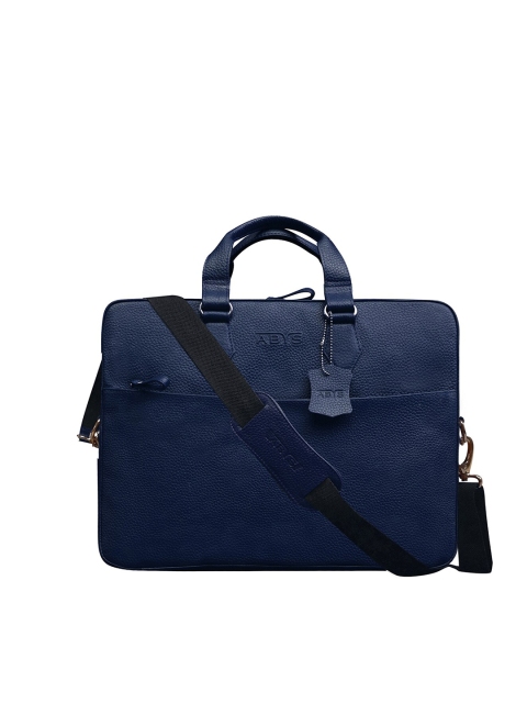 

ABYS Unisex Blue Textured Leather 14 Inch Laptop Bag