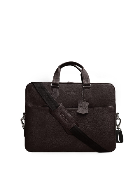 

ABYS Unisex Coffee Brown & Black Leather Laptop Bag