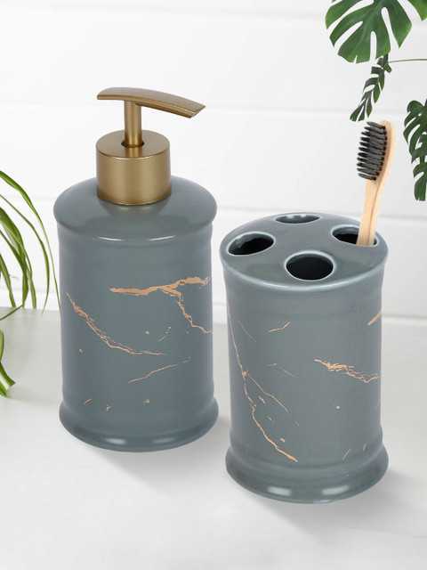 

House Of Accessories Grey Glossy Bath Set