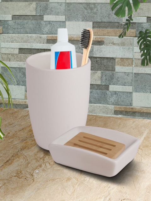 

House Of Accessories White Set of 2 Soap Dish & Toothbrush Holder