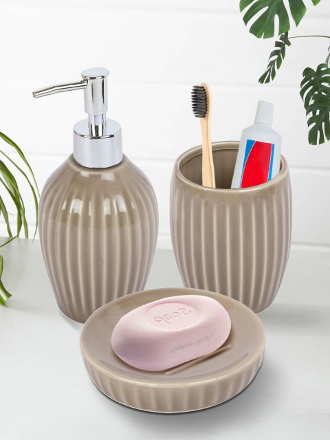 

House Of Accessories Set of 3 Brown Bathroom Accessories