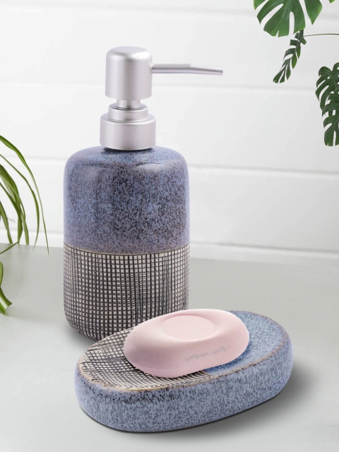 

House Of Accessories Grey Textured 2 Piece Bathroom Accessories