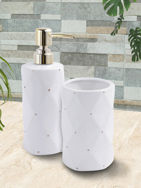 

House Of Accessories Set of 2 Ceramic Bathroom Accessories, White