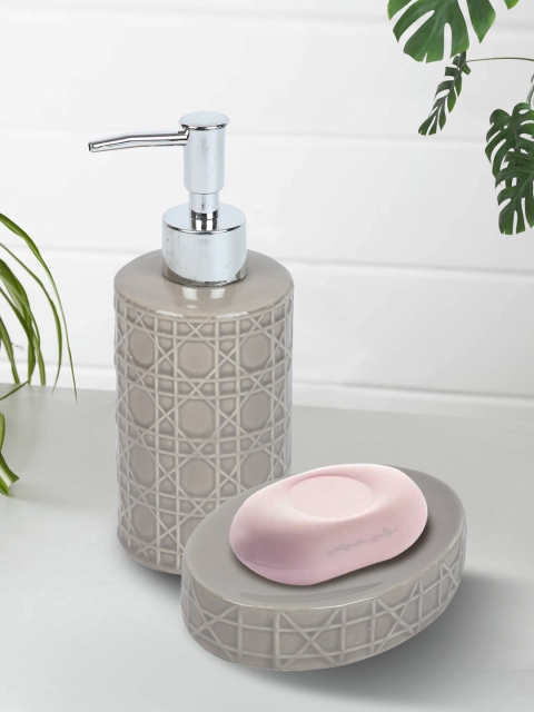 

House Of Accessories Set Of 2 Grey Solid Bathroom Set