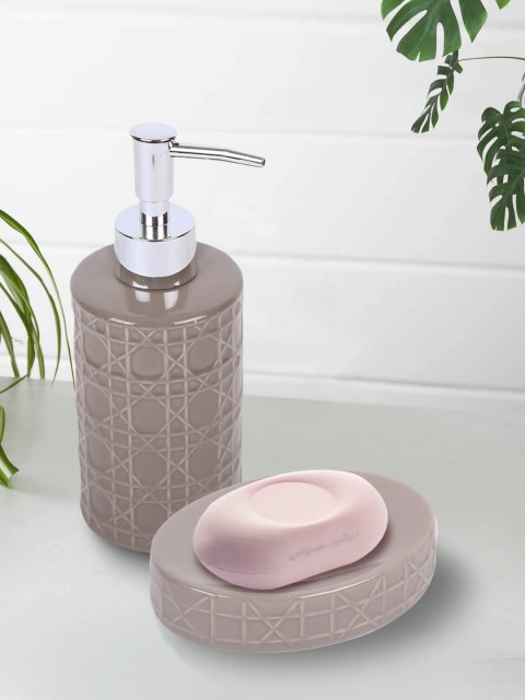 

House Of Accessories Set of 2 Brown & Silver Bathroom Accessories