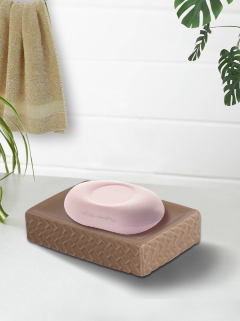 

House Of Accessories Brown Textured Ceramic Soap Dish