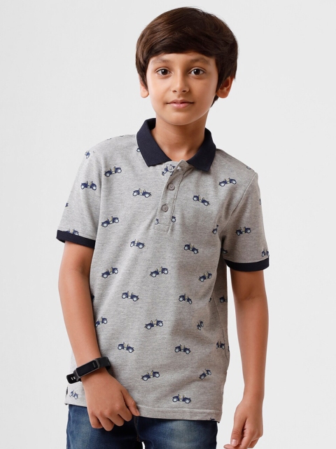 

PIPIN Boys Grey Printed Polo Collar T-shirt