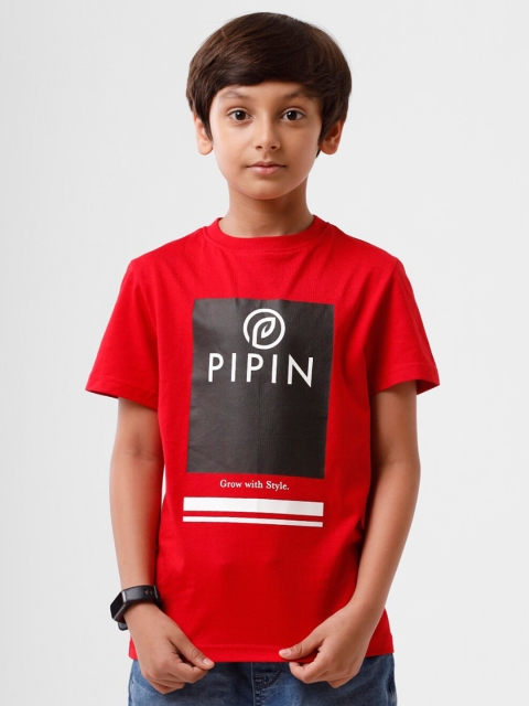 

PIPIN Boys Red Printed High Neck T-shirt