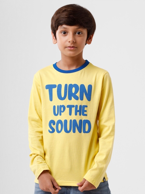 

PIPIN Boys Yellow Typography Printed T-shirt