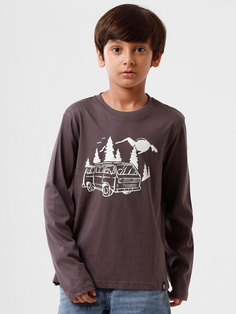 

PIPIN Boys Grey Typography Printed Applique T-shirt