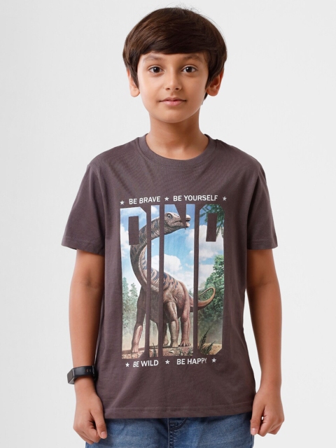 

PIPIN Boys Grey Printed Raw Edge T-shirt