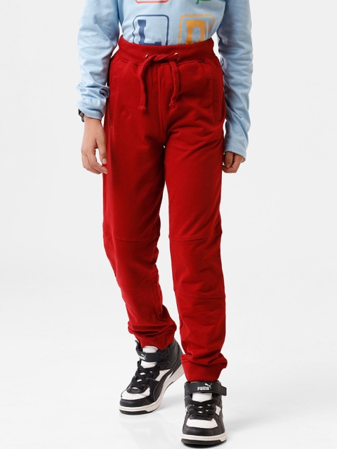 

PIPIN Boys Maroon Solid Cotton Track Pants