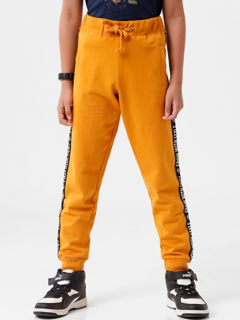 

PIPIN Boys Mustard Yellow Solid Pure Cotton Joggers