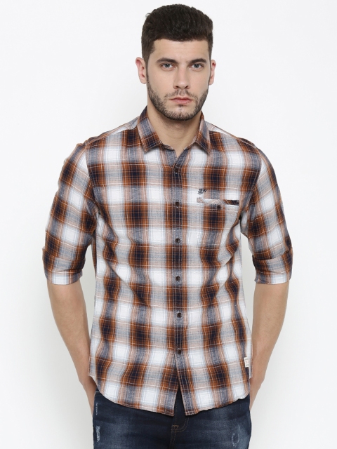 

Ed Hardy Men Brown Slim Fit Checked Casual Shirt