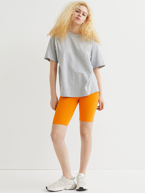 

H&M Women Orange Solid Cotton Jersey Cycling Shorts