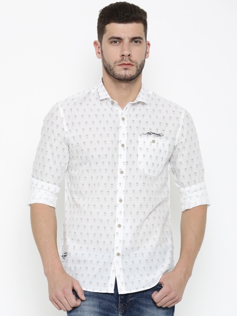 

Ed Hardy Men White Slim Fit Printed Casual Shirt