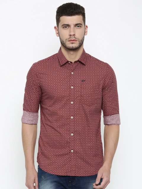 

Ed Hardy Men Maroon Slim Fit Printed Casual Shirt