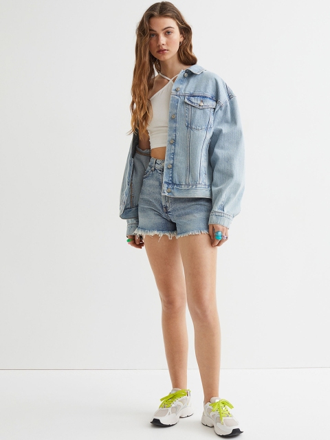 

H&M Women Blue High Waist Denim Shorts