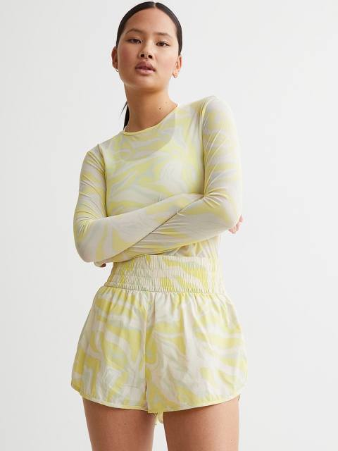 

H&M Women Yellow Nylon Sports Shorts
