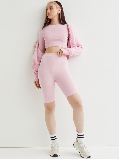 

H&M Women Pink Cotton Jersey Cycling Shorts