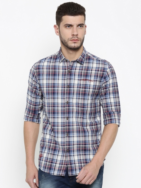 

Ed Hardy Men Blue Slim Fit Checked Casual Shirt