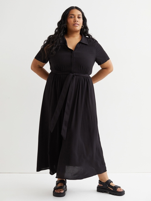 

H&M+ Black Tie-Belt Shirt Dress
